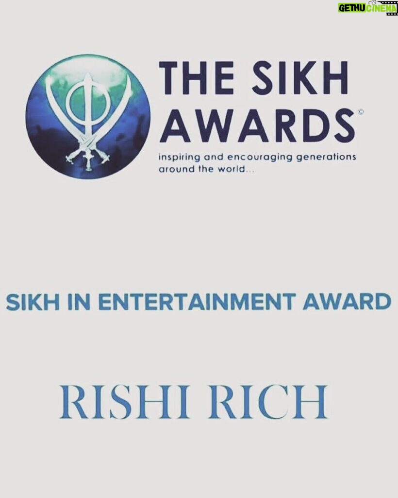 Rishi Rich Instagram - In 2020 The Sikh Awards honored me with the "Sikh in Entertainment Award ' unfortunately due to COVID restrictions I could not attend. Finally I have it my hands, thank you my brothers @muneerofficial_ & @mentorbeats @thesikhawards 💙🤍. ( 📸 by @harjit22kaur / Mum ) 😊 Harrow, United Kingdom