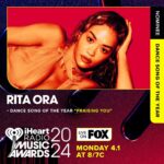 Rita Ora Instagram - Praising You with @officialfatboyslim has been nominated for Dance Song Of The Year at this year’s @iheartradio awards!!! 💕✨ An absolute journey, so glad I got to release this with a dance legend. Thanks to everyone who listened and loved it 🥰