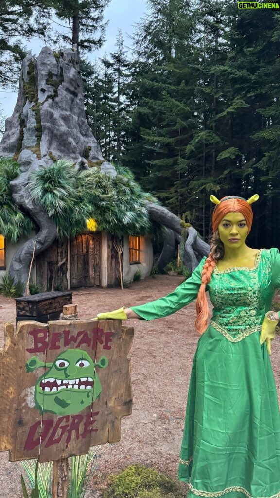 Rita Ora Instagram - Don’t mind us, we’re just two grown adults dressing up around Shrek’s Swamp 🤪💚 Thank you to @airbnb and @bchesky for this amazing stay! And oh yeah - happy late Halloween baby!!! We saved the best till last! 😋Ps after filming this I realised Fiona is American but it got to dark to re film so you’ll have to get a really bad Scottish accent Fiona this year! You’re welcome!! #ad