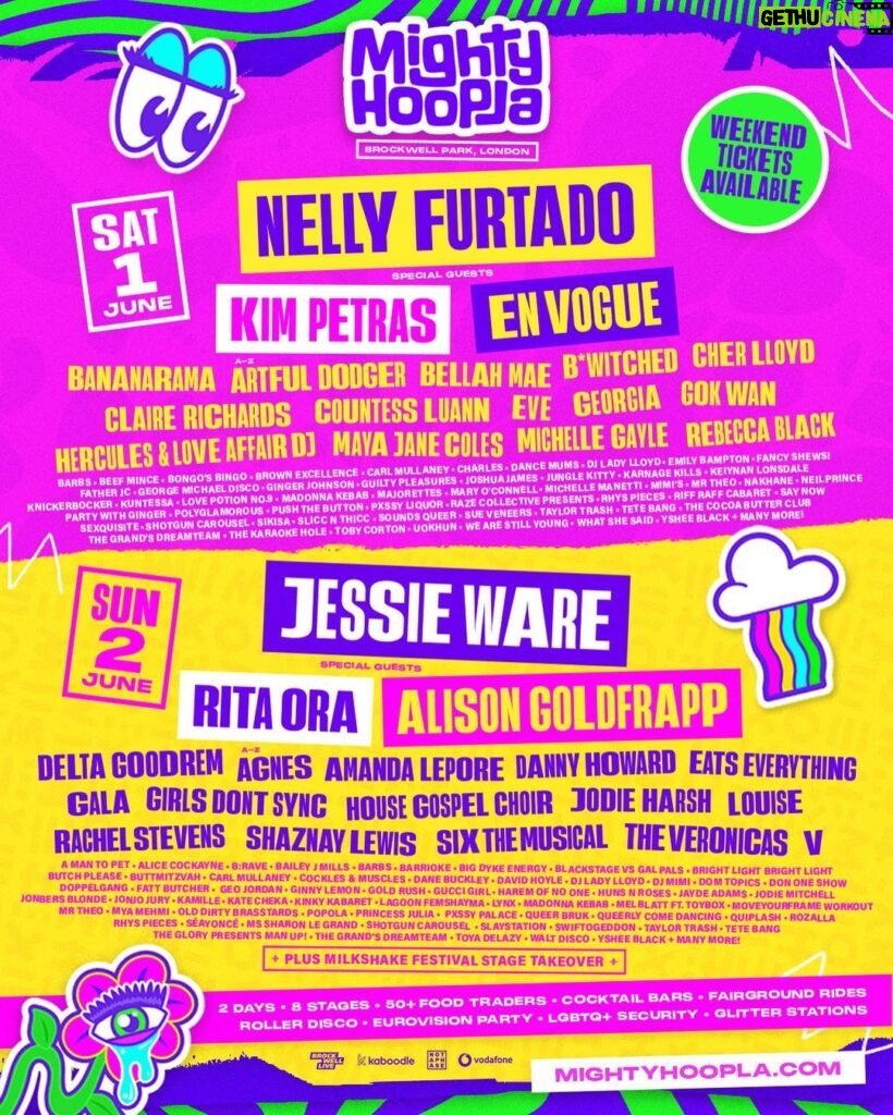 Rita Ora Instagram - Yaaaaas summer 2024 is already shaping UP!!! 🌈💕 I can’t wait to be on stage at @mightyhoopla with some of my faves!! Tickets available now 😘🤠