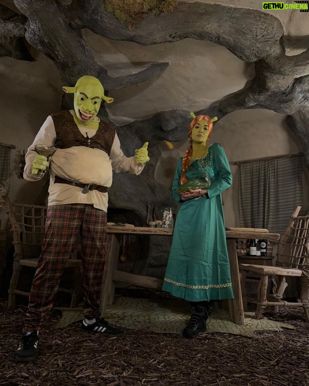 Rita Ora Instagram - Halloween energy hasn't faded and she looks GOOOOD in green!!💚🧌 Thanks @airbnb and @bchesky for this unforgettable swamp trip!! #ad