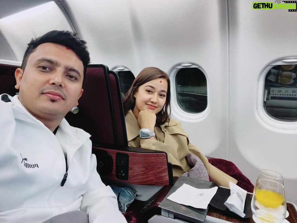 Riyasha Dahal Instagram - Ready to explore 😍 with my husband ♥️ @mystic_victor #honeymoontour #europetravel Thank u @sealinks.holidays for helping us to plan our trip. Tribhuvan International Airport
