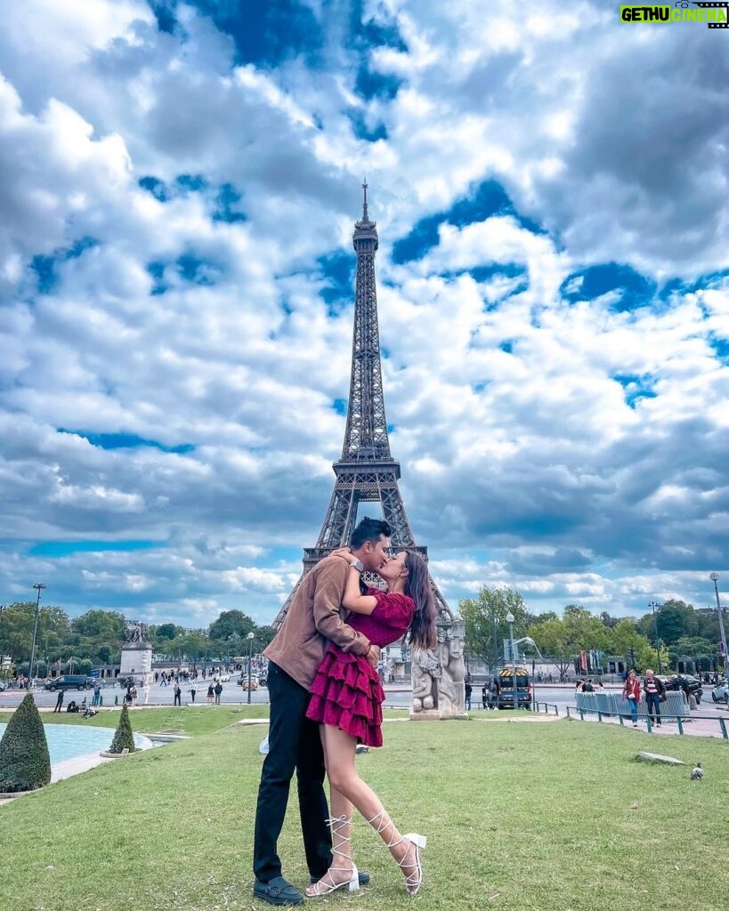Riyasha Dahal Instagram - "Escape the chaos, find peace, and cherish each moment together in a world of serenity." 🌍✈️🌟 #europe #honeymoon 🇫🇷 Eiffel Tower, Paris, France