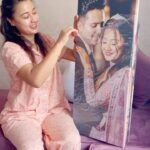 Riyasha Dahal Instagram - A happy customer. This is really so beautiful. 😍😍 Thank u so much @canvas_and_mural_sansar 😊🙏🏻 #riyashadahal #canvasart #family