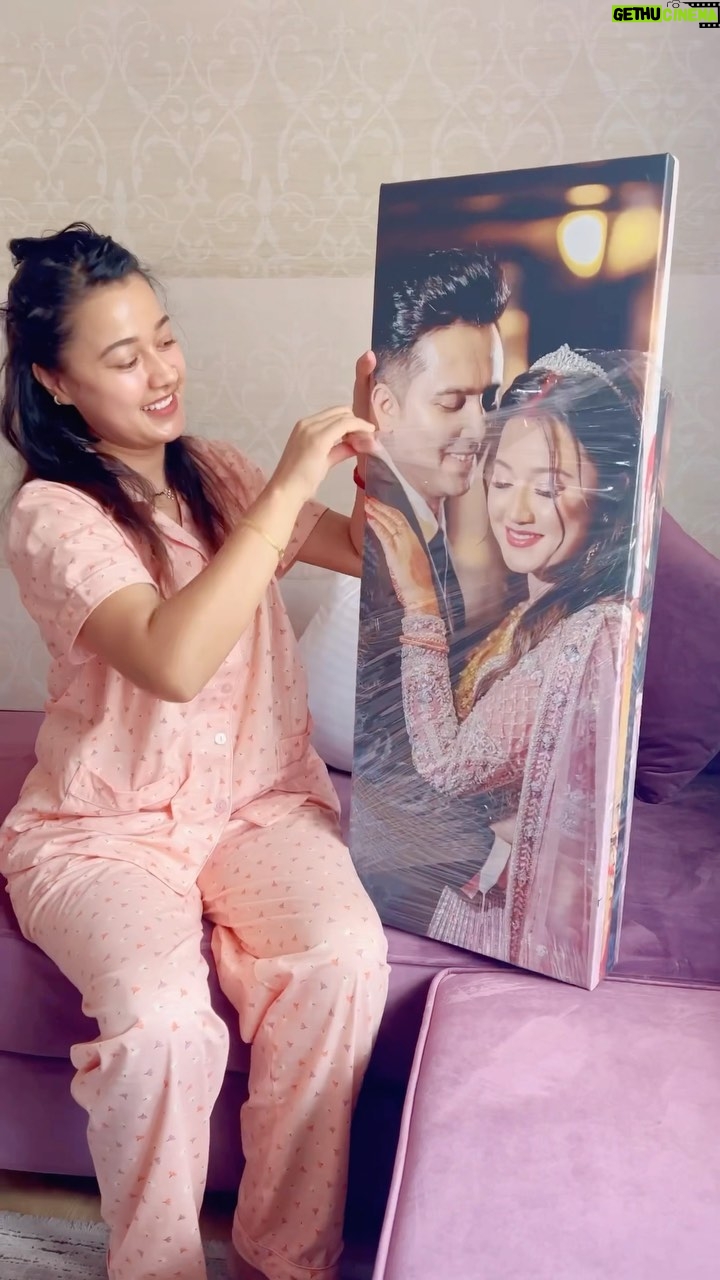 Riyasha Dahal - 12.9K Likes - A happy customer. This is really so beautiful. 😍😍 Thank u so much @canvas_and_mural_sansar 😊🙏🏻 #riyashadahal #canvasart #family