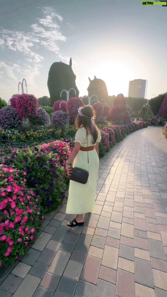 Riyasha Dahal Instagram - A garden is a friend you can visit anytime. #riyashadahal #miraclegardendubai Miracle Garden, Dubai