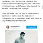 Robert Gant Instagram - Thanks for the nice write up, @queerty! I’ll keep doing the occasional archival dig to unearth a throwback every once in a while. 🙂🏳️‍🌈 https://www.queerty.com/queer-folk-hottie-robert-gants-shirtless-throwbacks-making-us-re-binge-original-series-20230202 Liberty Avenue