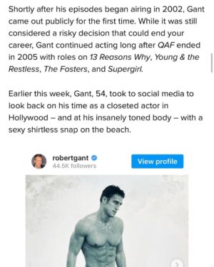 Robert Gant Instagram - Thanks for the nice write up, @queerty! I’ll keep doing the occasional archival dig to unearth a throwback every once in a while. 🙂🏳️‍🌈

https://www.queerty.com/queer-folk-hottie-robert-gants-shirtless-throwbacks-making-us-re-binge-original-series-20230202