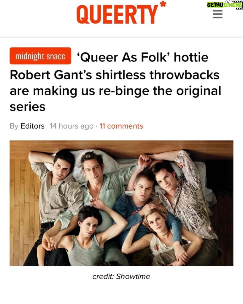 Robert Gant Instagram - Thanks for the nice write up, @queerty! I’ll keep doing the occasional archival dig to unearth a throwback every once in a while. 🙂🏳️‍🌈 https://www.queerty.com/queer-folk-hottie-robert-gants-shirtless-throwbacks-making-us-re-binge-original-series-20230202 Liberty Avenue