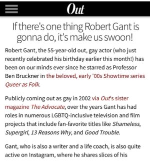 Robert Gant Instagram - Thanks, @outmagazine! Have appreciated our continued connection these past 21 years and the great work you do. And thanks for the kind words, @raffyermac! 

*****

https://www.out.com/celebs/robert-gant#rebelltitem1
