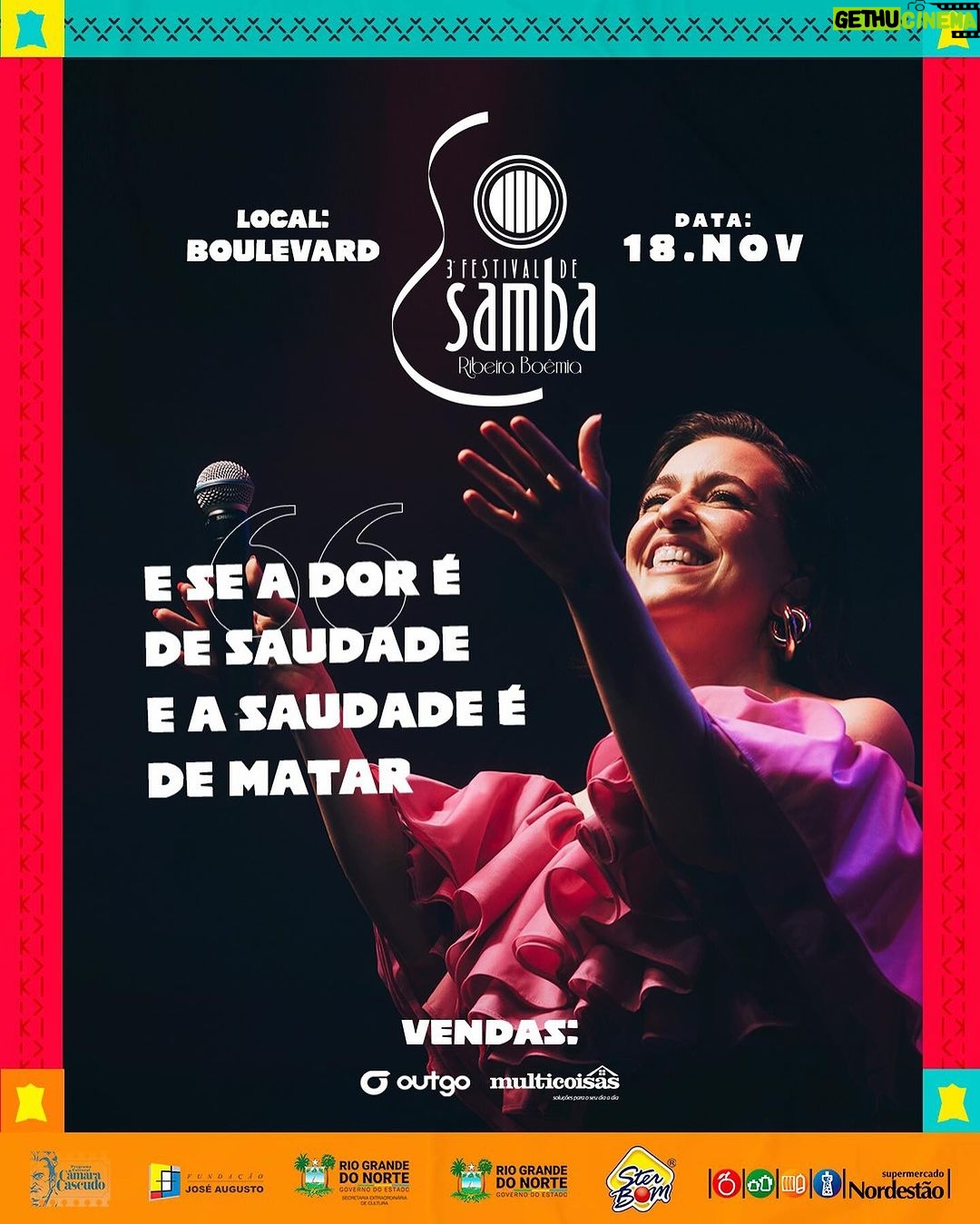 Roberta Sá Instagram - Foto em ação com o Sambasá pra lembrar que tem show chegando - e, em breve, anuncio mais uma data pra este ano. Em que cidade você acha que vai ser, hein? 📍18.11 | NATAL Festival @ribeiraboemia 📍01.12 | RECIFE Teatro Guararapes 📸 @karymefranca