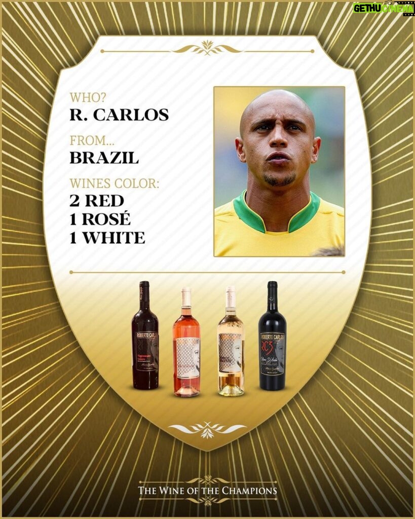 Roberto Carlos Instagram - Roberto Carlos is a Brazilian former professional footballer who now works as a football ambassador. He started his career in Brazil as a forward but spent most of his career as a left-back and has been described as the "most offensive-minded left-back in the history of the game". A free kick specialist throughout his career, his bending shots have measured at over 105 miles per hour (169 km/h). In 1997, he was runner-up in the FIFA World Player of the Year. Widely considered one of the greatest left backs in history, he was chosen on the FIFA World Cup Dream Team in a 2002 FIFA poll, and in 2004 was named by Pelé in the FIFA 100 list of the world's greatest living players. 🍷 It is a really great honour to have such a legend in our team. 👉 Do you want more information about his wines? Take a look at the link in bio. #thewineofthechampions #wine #winelover italywine #football #soccer #robertocarlos