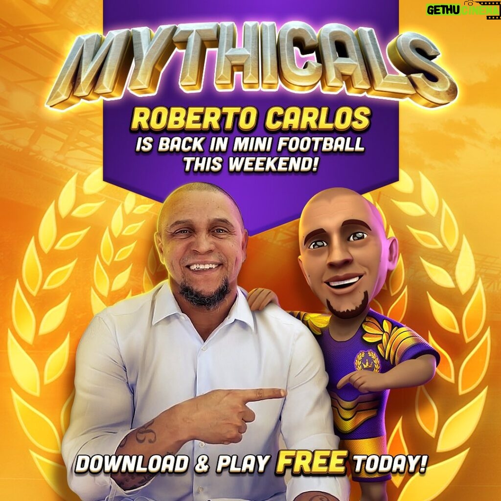 Roberto Carlos Instagram - I’m back in @MiniFootballGame this weekend! Don’t miss this chance to add me, #RobertoCarlos, to your mini team! Go to @MiniFootballGame to download and start playing FREE today! #Football #FootballGames #MiniFootball