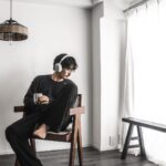 Robin Furuya Instagram - Coffee and chill music ☕️☕️ Remiのシルクのパンツが気持ちよすぎて毎日履いてる Glasses: @cal_o_line_official Top : @f_lagstuf_f Pants: @remi_relief_official Headphones: Sony WH-1000XM5 #古屋呂敏 Tokyo, Japan