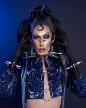 Roem Instagram - Welcome to my dystopian cyberpunk future 🤖 🤘🏻Will you join me? 💙

Photography by the amazing @cyrieljacobs 
Outfit: @houseofnamaste & me
Hair: @flashwigz
Accesoires by: @tokyostoriescreations & me 

#dragraceholland
#rupaulsdragrace #punkmakeup #cyberpunkmakeup #cyberpunk #scifi #futuristic #wig #leather #bluemakeup #photography #dragracememes #dragrace #dragraceespaña #dragraceuk  #dragqueen #dragmakeup