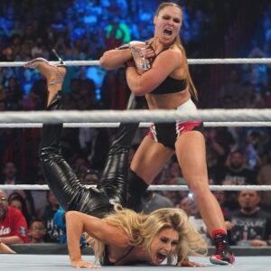 Ronda Jean Rousey Instagram - Thank you @therealkurtangle for for everything you’ve taught me 🙏🏼 hope I did you proud out there last night

Felt great getting back in the ring again and for the first time on #smackdown, feeling better every time I get back out there. Thank you for the warm up @sonyadevillewwe😈 
And @charlottewwe, get some ice and advil bitch, cause we got a show to steal at #wrestlemania38