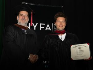 Ronen Rubinstein Instagram - Closing out the year with another pinch me moment ! My Alma Mater, @NewYorkFilmAcademy asked me to be the Commencement Speaker for their Fall Graduation 🎓 I never imagined doing something so insanely special and surreal. They also completely caught me off guard by granting me an Honorary Masters Degree in Fine Arts 🤯 I guess I’m a scholar now 👨🏻‍🎓 THANK YOU SO MUCH ! And to the graduating class of 2023, I wish you all the absolute best of luck out there, I cannot wait to watch you guys shine on the big screen, tv screen & stage. CONGRATULATIONS !