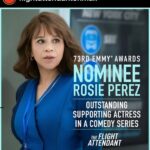 Rosie Perez Instagram - YAY! TY @televisionacad! Honored! Congrats to my fellow nominees! TY @kaleycuoco and Congrats on #BestActress #nomination! So glad I said yes! Congrats to @flightattendantonmax @hbomax and the entire flight crew! 9 #Emmys #nominations! Thanks to my hubby @erichazenyc for all your support and love! And special thanks to my team @so_tar_gone #Silverlining #Innovative @vision.pr !!