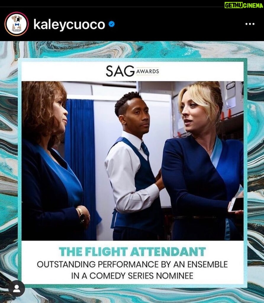 Rosie Perez Instagram - YAY! Thx @sagaftra! Thx all who watched our show! Congratulations to my fellow cast mates. A true team that respected & loved being around each other. We had a blast and it translated on screen. Congrats @kaleycuoco on your best actress nom too! You made this all happen and are killing it!!!! #goldenglobes Onto to season 2! @griffinsthread @zosiamamet @merledandridge @michellegomezofficial @flightattendantonmax @hbomax #theflightattendant