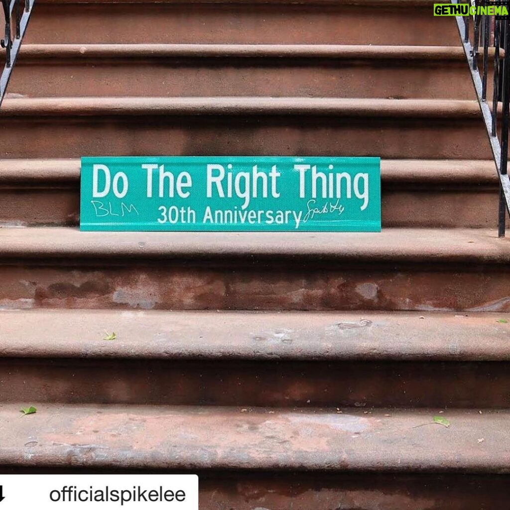 Rosie Perez Instagram - This movie literally changed my life. Thank you and Congratulations @officialspikelee ! #Repost @officialspikelee with @get_repost ・・・ In commemoration of the 31st Anniversary of Do The Right Thing, celebrate over three decades of the powerful and relevant film by owning a piece of history. Made official August 29th, 2015, Do The Right Thing Way - located on Stuyvesant Ave. between Quincy and Lexington in Bed-Stuy, Do Or Die in Da Republic of Brooklyn, New York - is the first time in the history of New York City that a block was renamed after a piece of art. The DO THE RIGHT THING 30th Anniversary Street Sign will be signed by Spike Lee. CLICK THE LINK IN THE BIO TO PURCHASE