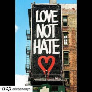 Rosie Perez Instagram - SO Proud of my hubby! Yay! #Repost @erichazenyc with @get_repost
・・・
LOVE NOT HATE : #2020
This started very simply with a lightbulb moment last week, and just two phone calls later it was up and in full effect this Sunday. No sponsors, no partners, just a small group of True Yorkers rising to the occasion. Change starts with action and every voice counts, we can all make a difference. So #SPREADLOVE , it doesn’t have to be just the Brooklyn way. #lovenothate #newworldorder #wewillrise #LafayetteandHoward