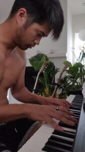 Ross Butler Instagram - I dont think I've ever posted me playing a classical piece, mainly bc I dont think there is interest for it and it is technically exhausting. But it's hot in LA and I haven't played classical since I was a kid. So here ya go. Shirtless Chopin. That's gotta ring to it. Nocturne op.9-2 by Frederic Chopin Venice Beach