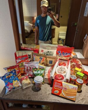 Ross Butler Instagram - Haven't posted in a while so here's a throwback to this time last year when I had to quarantine for two weeks alone in a hotel in Taipei before shooting a movie. 

1. Had to catch your eye...
2. ...then steal your heart
3. So many local snacks at the beginning that were all finished without 3 days
4. The hotel delivered really lavish meals three times a day such as this little cutie...
5. ...but some tastes of home were needed
6. Lost my mind for about 5 days
7. Had to text a picture of my temperature to the government twice a day. They were chill until I forgot one day and then they were politely persistent on getting it
8. Made two wishes
9. No balcony but got to watch construction happen slowly
10. The flight right before we all went into two weeks of solitude. @nicotheduffer @chelseatzhang
@ashleyjliao

This was a fun little look back. Do you guys like these little slideshows? Cuz it felt nice