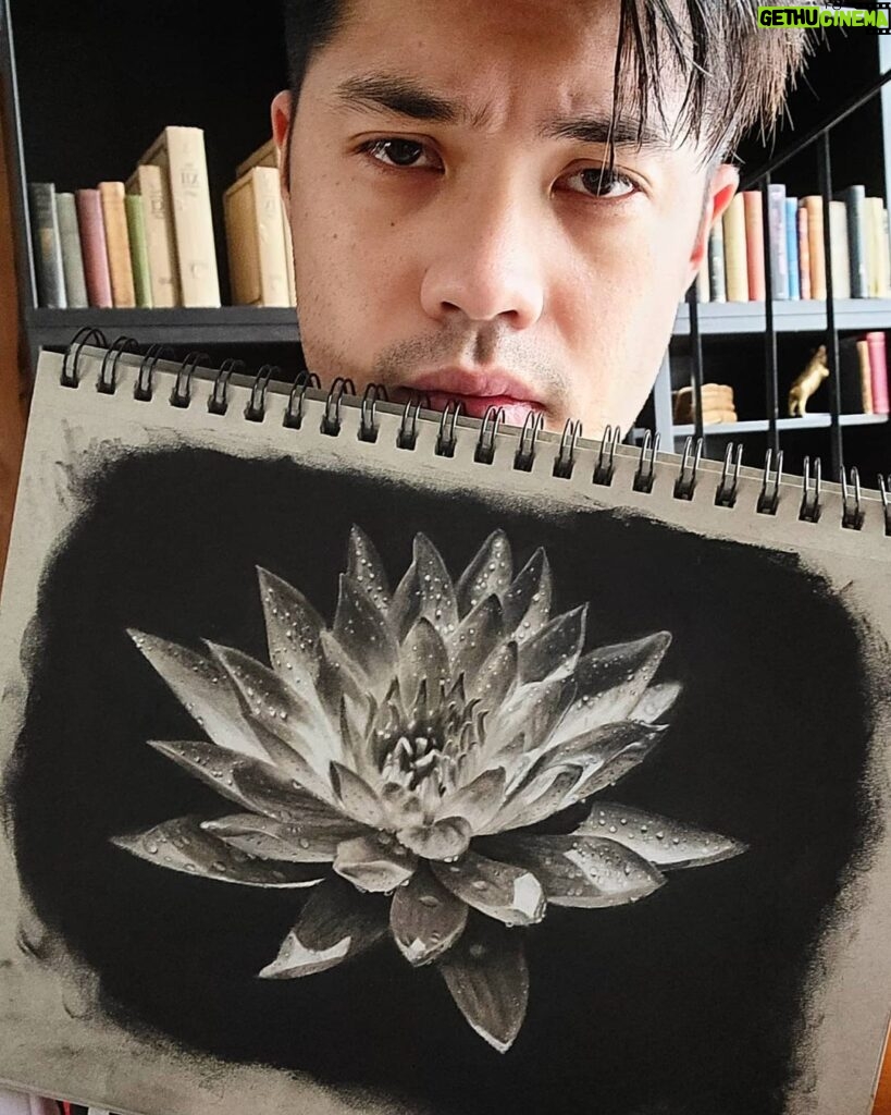 Ross Butler Instagram - This took me 3 months to finish. Between learning more about how charcoal works or how to draw realistic drops of water, I had to constantly take a step back. It was hard, which made it harder to get back to when I get discouraged. It got to the point where I couldn't get anything done in my real life because I kept putting this off. I'm proud of how it turned out and proud of myself for finally pushing myself to finish. Reminds me that there are challenging things in life we are afraid of diving into and everything in our bodies are telling us not to go for it. But ironically, fear of failure is a human condition that scares us from experiencing more of what it means to be human. And this drawing will always remind me of that. Onto the next challenge...