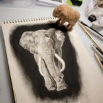 Ross Butler Instagram – This was hard. Finished at 2:30am after working on it obsessively over the last four days. I am actually really proud of myself with this one. I was intimated by charcoal up until last week, but sometimes you just gotta risk it for the biscuit. Have patience and confidence in yourself and you can learn anything. Perfectionism ironically leads you away from being the more perfect you. And yeah, I like elephants, so what. ❤️