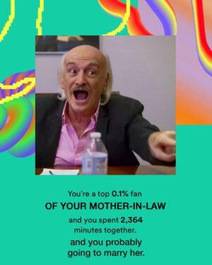 Ruben Rabasa Instagram - Spotify wrapped is in! Tag a friend 🫶🏼 wow! You sure love your mother-in-law. 
.
.
.
#spotify #spotifywrapped #ithinkyoushouldleave #ityslmemes #memes #rubenrabasa #agoodsteeringwheelthatdoesnotflyoffwhileidriving