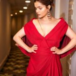 Rubina Dilaik Instagram - Ruby Red or Ruby in Red…. . . . Styled by @stylingbyvictor @sohail__mughal___ Outfit:- @labeltjmj Jewellery @the_jewel_gallery Assisted by @janvijain123