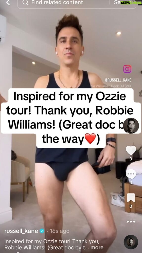 Russell Kane Instagram - Inspired for my Ozzie tour! Thank you, Robbie Williams! (Great doc by the way❤️) @robbiewilliams