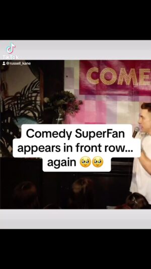 Russell Kane Instagram - Comedy SuperFan appears in front row…. Again. 🥹🥹😅