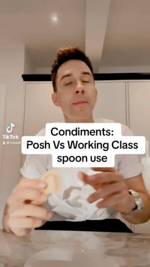 Russell Kane Instagram - Condiments: posh Vs working class spoon usage. 

do you Dip or do you spoon?