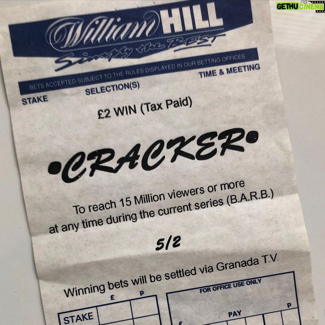 Russell T Davies Instagram - This is from the 90s. Granada bet £2 for all the staff, that Cracker would reach 15m viewers! That’s how much fun it was at Granada, great days! #granadatv ♥️ Granada Studios