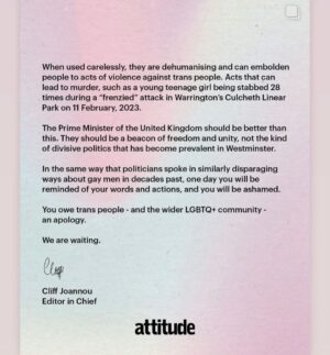 Russell T Davies Instagram - Excellent words from Attitude magazine. We are governed by bastards who incite murder. @attitudemag @cliffjoannou