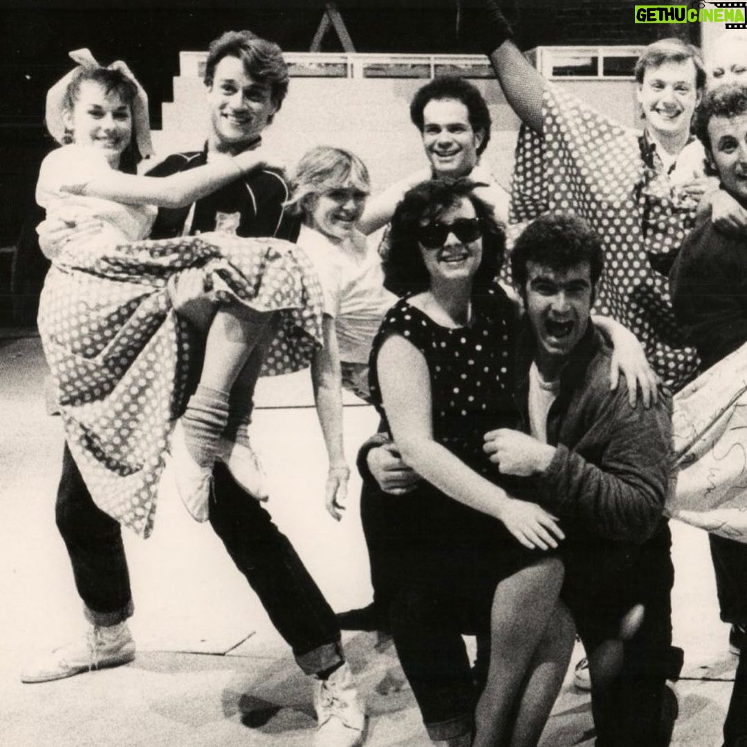 Russell T Davies Instagram - 1985! Me, on the left, in Grease at the @shermantheatre. I was Kenickie! So much fun 🎵♥️ Foreground, my old friend Susie Mair who was once mentioned by Donna Noble! #greaseistheword Sherman Theatre