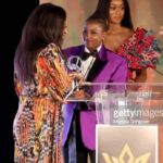 Rutina Wesley Instagram - Seeing old friends, meeting new friends…joy was in the “Heir”. 💜💜💜 Thank you mama @koshiemills and @heirsofafrika for having me. Makeup: @savvystarbeauty Hair: @tallulahm Suit/Accessories: @albalegacy Sneaks: Dunk Supremes 📸 @gettyimages