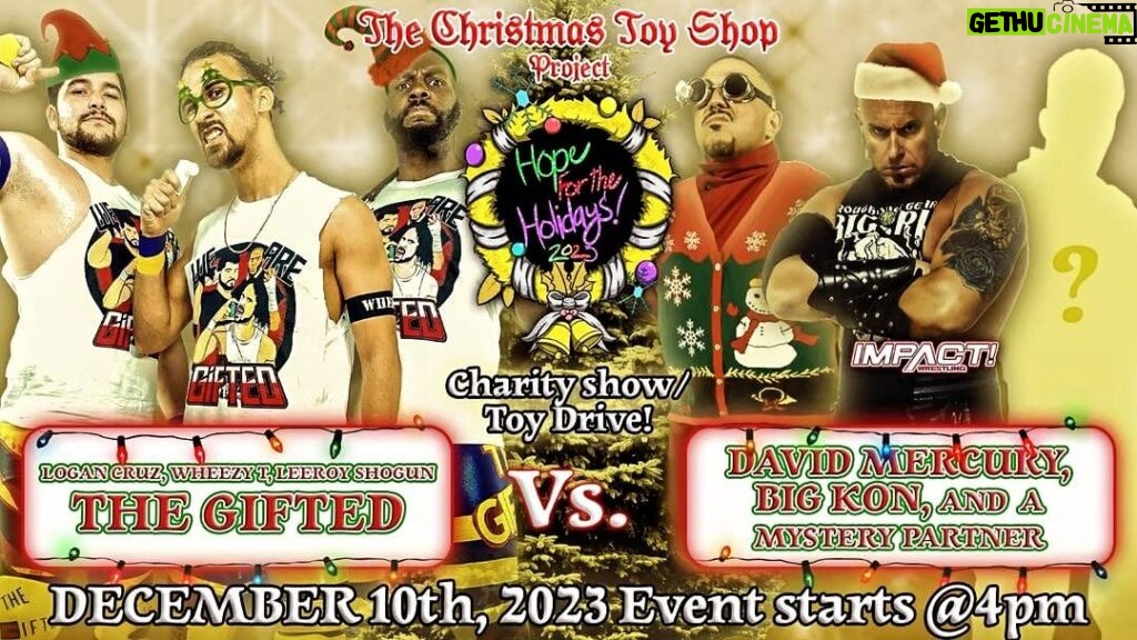 Ryan Parmeter Instagram - #bahhumbug 🤘🏻😈🤘🏻 Posted @withregram • @hopefortheholidayspw Our first official match announcement! The Gifted will take on the wrestling lab coaches and a mystery opponent in a battle of students vs teachers! @big_kon1, @theetechnicalalchemist and a mystery opponent vs @logancruzpw, @wheezywrasslin, and @leeroy_shogun. Join us Sunday December 10th at @cagebrewing for Hope For The Holidays! Admission is free with a donation of a new or lightly used toy! 100% of all proceeds benefit The Christmas Toy Shop Project Inc. . . . #hopefortheholidays #christmas #event #dtsp #stpete #thegifted #bigkon #davidmercury #thewrestlinglab #match #announcement #TheGifted #LoganCruz #leeroyshogun #wheezyt #fight #charity #toydrive #thechristmastoyshop #impact #impactwrestling
