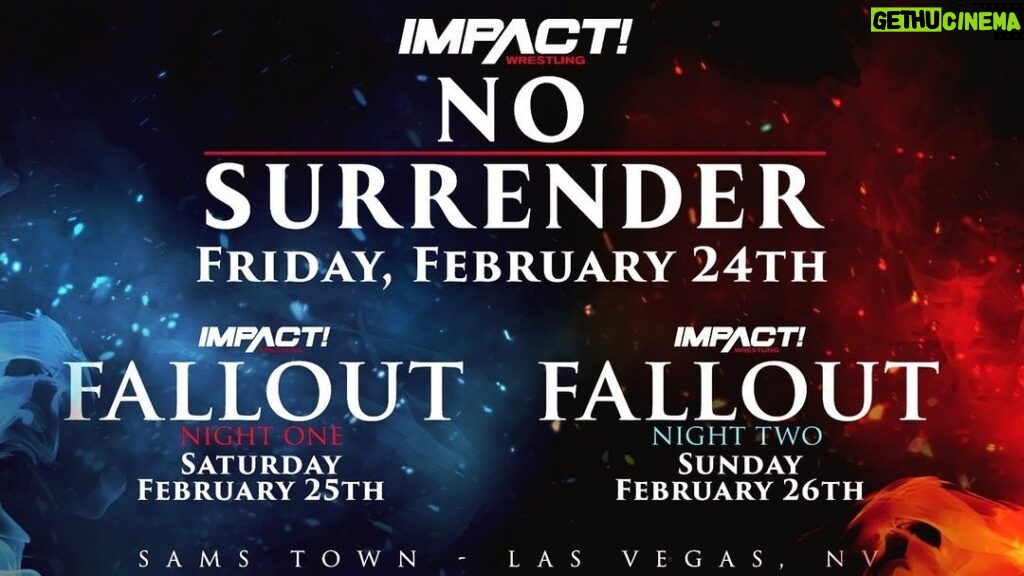 Ryan Parmeter Instagram - Posted @withregram • @impactwrestling We return to Sam's Town in Las Vegas for #NoSurrender on February 24 followed by two days of Fallout on February 25 and 26! Get tickets at the link in our bio.