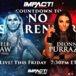 Ryan Parmeter Instagram – Posted @withregram • @impactwrestling #NoSurrender in THIS FRIDAY at 8pm ET LIVE on IMPACT Plus and YouTube for Ultimate Insiders! 

– Josh Alexander vs. Rich Swann for the IMPACT World Championship 

– Mickie James vs. Masha Slamovich for the Knockouts World Championship 

– Time Machine vs. Bullet Club 

– Steve Maclin vs. Brian Myers vs. Heath vs. PCO in a #1 Contenders match 

– Death Dollz vs. The Hex for the Knockouts World Tag Team Tiltes 

– Joe Hendry vs. Moose for the Digital Media Championship in a Dot Combat match 

– Kon vs. Frankie Kazarian 

– A special live edition of Busted Open 

Countdown to No Surrender FREE THIS FRIDAY at 7:30pm ET on YouTube and IMPACT Plus

– Jonathan Gresham vs. Mike Bailey

– Gisele Shaw vs. Deonna Purrazzo