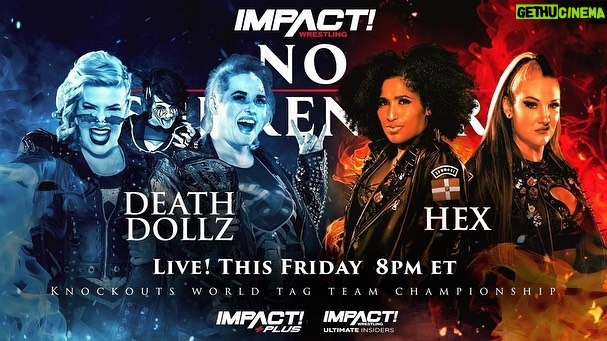 Ryan Parmeter Instagram - Posted @withregram • @impactwrestling #NoSurrender in THIS FRIDAY at 8pm ET LIVE on IMPACT Plus and YouTube for Ultimate Insiders! - Josh Alexander vs. Rich Swann for the IMPACT World Championship - Mickie James vs. Masha Slamovich for the Knockouts World Championship - Time Machine vs. Bullet Club - Steve Maclin vs. Brian Myers vs. Heath vs. PCO in a #1 Contenders match - Death Dollz vs. The Hex for the Knockouts World Tag Team Tiltes - Joe Hendry vs. Moose for the Digital Media Championship in a Dot Combat match - Kon vs. Frankie Kazarian - A special live edition of Busted Open Countdown to No Surrender FREE THIS FRIDAY at 7:30pm ET on YouTube and IMPACT Plus - Jonathan Gresham vs. Mike Bailey - Gisele Shaw vs. Deonna Purrazzo