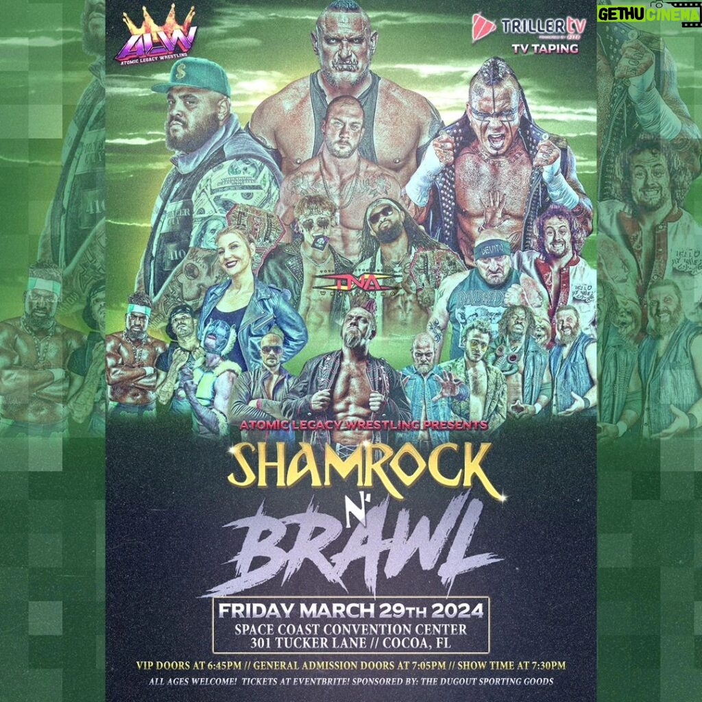 Ryan Parmeter Instagram - PRESS RELEASE: ALW Atomic Legacy Wrestling is excited to announce our 8th Annual "ShamROCK N Brawl" is taking place Friday March 29th at the Space Coast Convention Center in Cocoa Florida! This event will feature a night if action featuring several of our friends from TNA Wrestling Including: ABC Chris Bey & Ace Austin (TNA World Tag Team Champions), BIG KON & AJ FRANCIS! Plus the debut of former WWE Superstar EUGENE and all your faborite ALW stars! Tickets are ON SALE NOW at the link below: https://www.eventbrite.com/e/alw-shamrock-n-brawl-8-tickets-820171885187?aff=oddtdtcreator