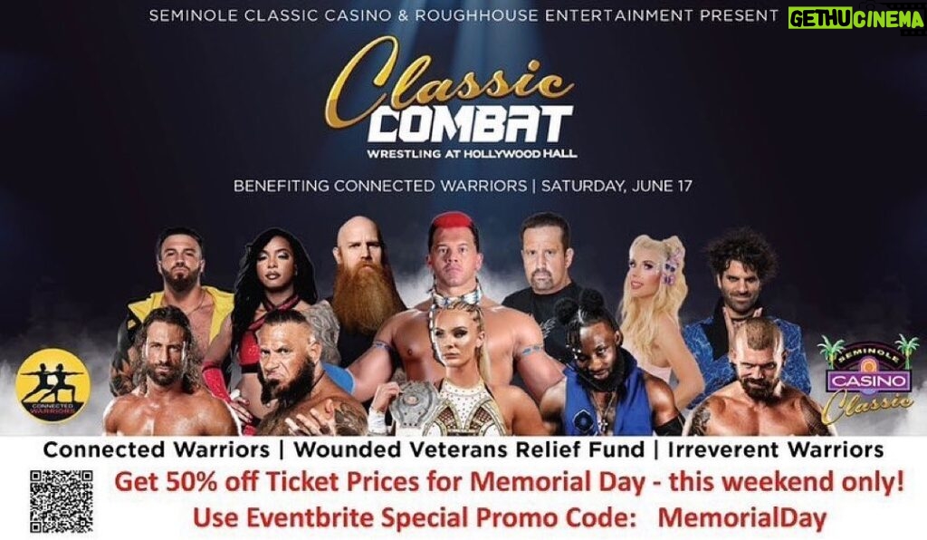 Ryan Parmeter Instagram - 🤘🏻💀🤘🏻 Join us on June 17th for an unforgettable night of wrestling action, presented by @semclassiccasino and Roughhouse Entertainment and benefiting @connectedwarriors and veterans with PTSD. This is more than just a night of thrilling entertainment - it's an opportunity to support our brave men and women who have served our country and are struggling with PTSD. Witness some of the greatest wrestlers in the world as they battle it out all while making a difference in the lives of our veterans. And if you act fast, you can get your tickets at half price today in honor of Memorial Day! Don't miss out on this chance to see some of the most talented wrestlers in the world, support our veterans, and be a part of an incredible evening of entertainment. Get your tickets now and be a part of something truly special! https://www.eventbrite.com/e/classic-combat-wrestling-at-hollywood-hall-tickets-633374519237 🔥LINK IN BIO🔥 @thetommydreamer @nativetatanka @codydeaner @soul_man5 @theetechnicalalchemist @benjy305 @snoopoao @gottagetswann @invincible_will @kamillebrickhouse @ruthie_all_smiles @wheezywrasslin @logancruzpw @thejasonhotch @jimmyjacobsx @kilynnking @itsmilamoore @rhetttitusanx @thomas_latimer_ @erickredbeard @penzerdavid @refjulie real_gastineau @magical.krissy @kimberlywxw @ratedrgibby @big_kon1 - #WrestlingForACause - #FightForTheFallen - #StrongerTogether - #WrestlingHeals - #ChampionForCharity - #KnockoutPTSD - #WrestlingWithPurpose - #HeroesInAction - #CharityChampions - #BodySlamming - #HealingThroughWrestling - #RaisingTheBarForCharity - #WrestlingWarriors - #CharityChokeslam - #WrestlingForTheWounded - #PowerSlammingPTSD - #CharityRumble - #WrestlingWithHeart - #yogaheals