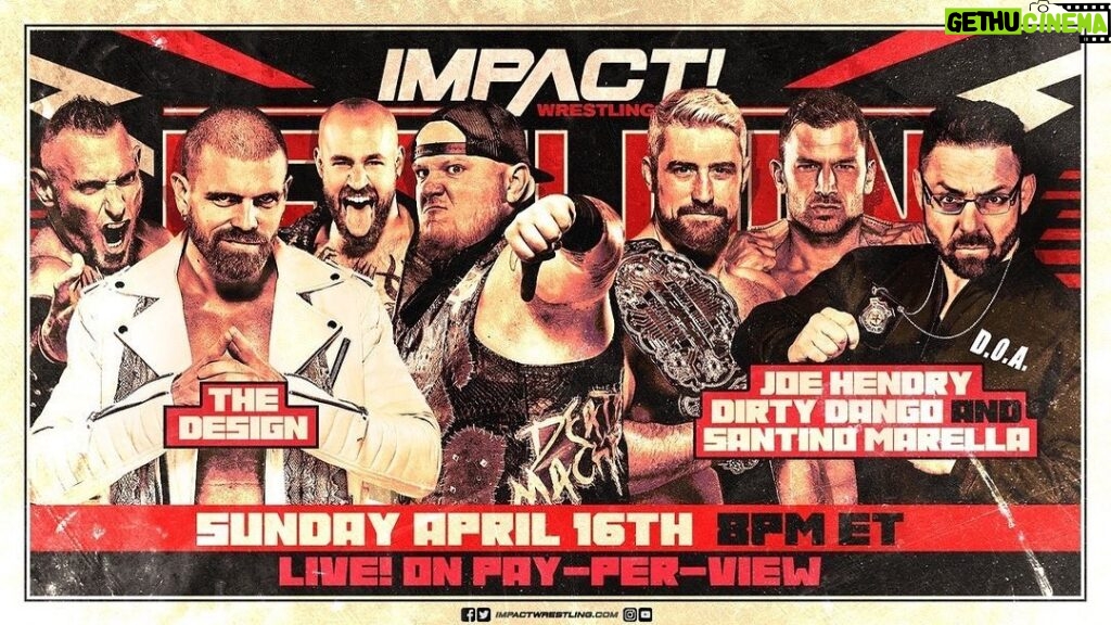 Ryan Parmeter Instagram - @impactwrestling BREAKING: Santino Marella makes his IMPACT in-ring debut teaming with Joe Hendry and Dirty Dango against The Design on April 16 at #Rebellion LIVE on PPV from the Rebel Entertainment Complex in Toronto. Get tickets from the link in our bio!