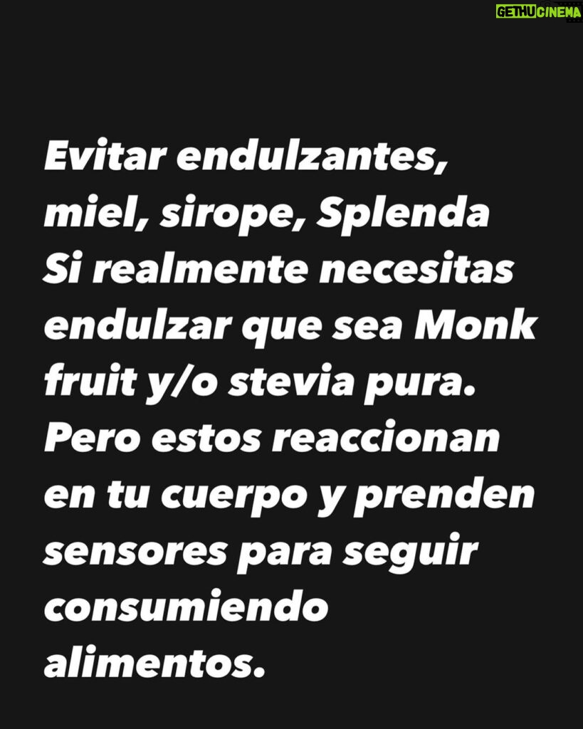 Sabina Mazo Instagram - TIPS TO CONTROL ANXIETY. 1) avoid sweeteners, Splenda, honey, syrups, if you really need to use, I recommend pure monk fruit or pure stevia. But all of them react in your body in a form to “ask for more”. 2) Redice the amount of foods you eat in a day. Eat 3 times a day and that way you avoid snacking and that way enjoy each meal properly. 3) Drink water. Sometimes we confuse being hungry with being thirsty, so maintain hydrated and if you need drink teas or coffee.