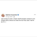 Sabrina Carpenter Instagram - 9 year old Sabrina singing white horse would never see this shit coming! i love you so so so dearly taylor. always have always will. thank you Sydney for making me feel so welcome!! See you tonight💌