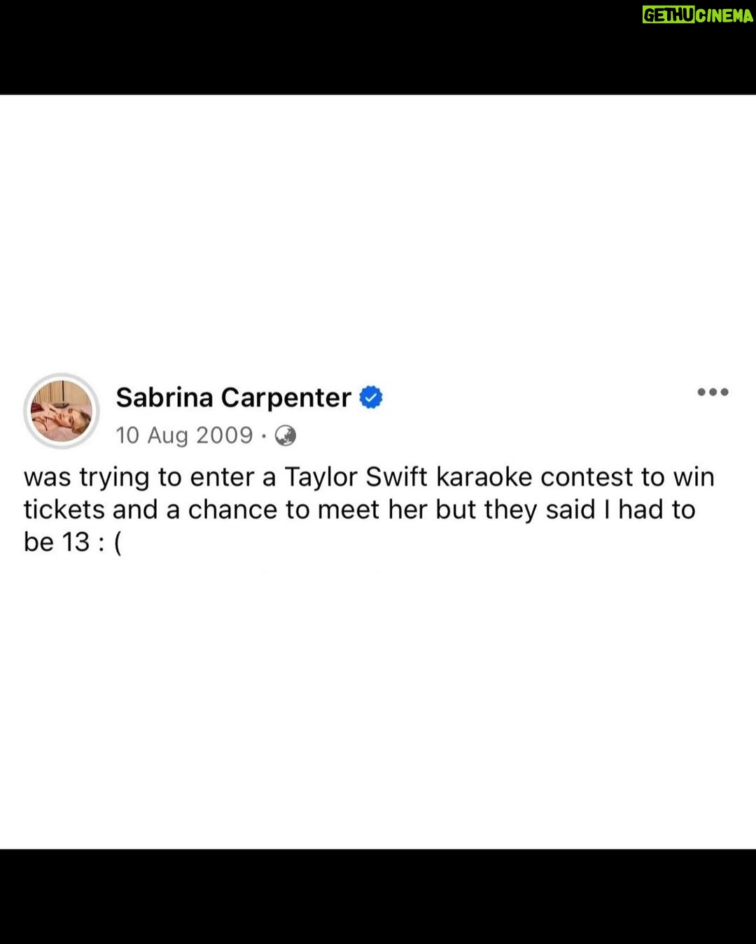 Sabrina Carpenter Instagram - 9 year old Sabrina singing white horse would never see this shit coming! i love you so so so dearly taylor. always have always will. thank you Sydney for making me feel so welcome!! See you tonight💌