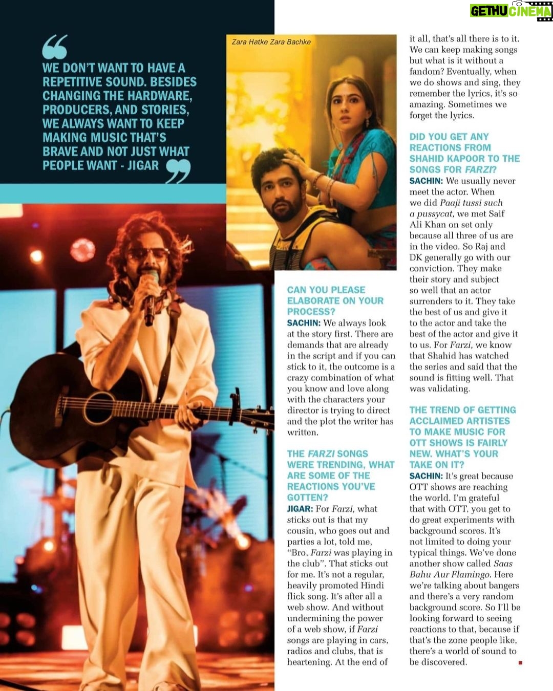 Sachin Sanghvi Instagram - Thank you for the lovely feature @pepper_tan @filmfare! #SachinJigar