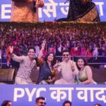 Sachin Sanghvi Instagram - When song meets lyrics 😍 this is a beautiful song and look at the vibe 😀 #DheemeDheeme song promotional visit at #PYCNavratri2023 was absolutely magical 🫶🏼😍 #Navratri